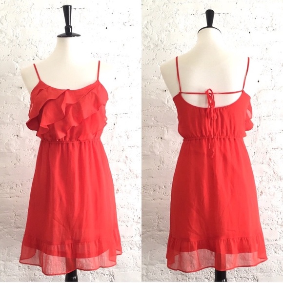 American Eagle Outfitters Dresses & Skirts - AE Coral Red Ruffle Dress